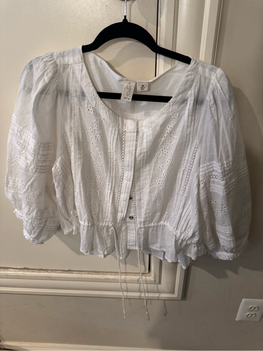 Joie White Eyelet Peasant Blouse